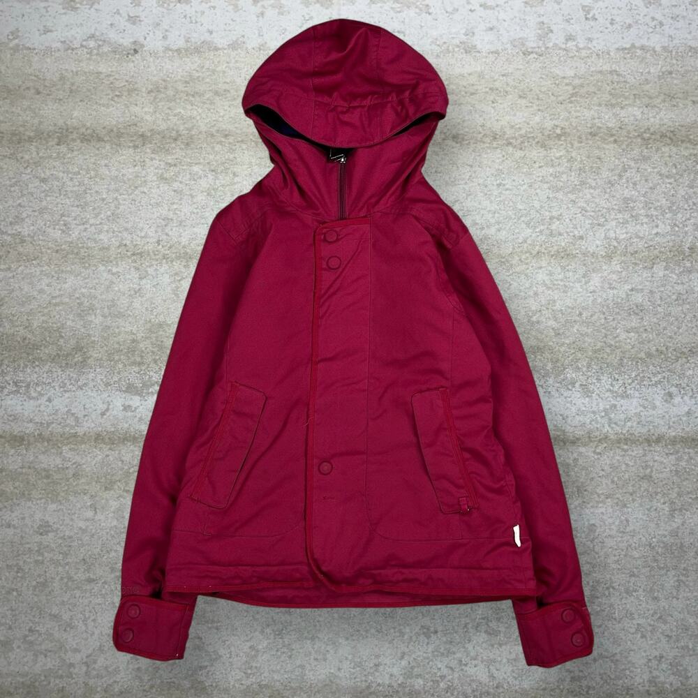 Vintage 90s Burton Puffer Ski Jacket Womens L Wine Red Nylon Full Zip Insulated